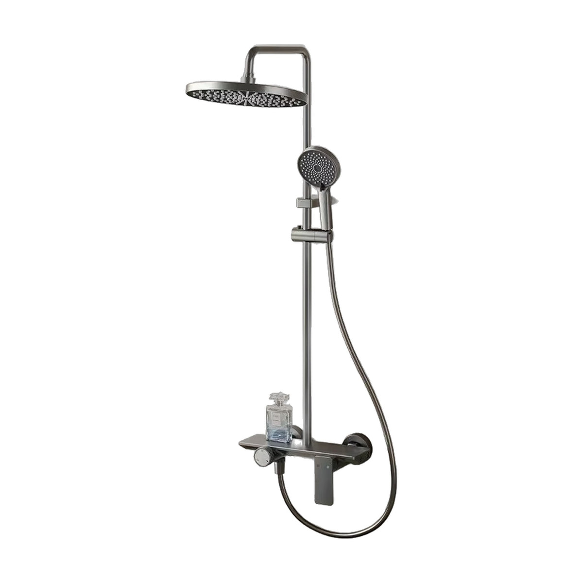 Colonne de douche 3 fonctions RAVENZA, coloris gris, sur fond blanc