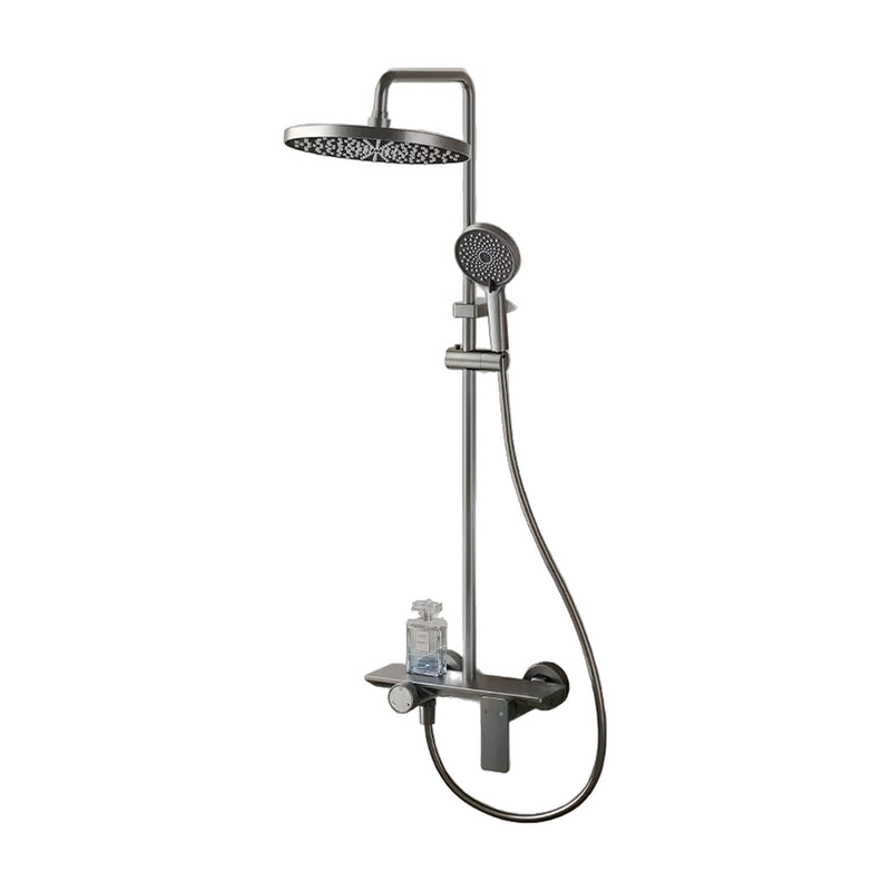 Colonne de douche 3 fonctions RAVENZA, coloris gris, sur fond blanc