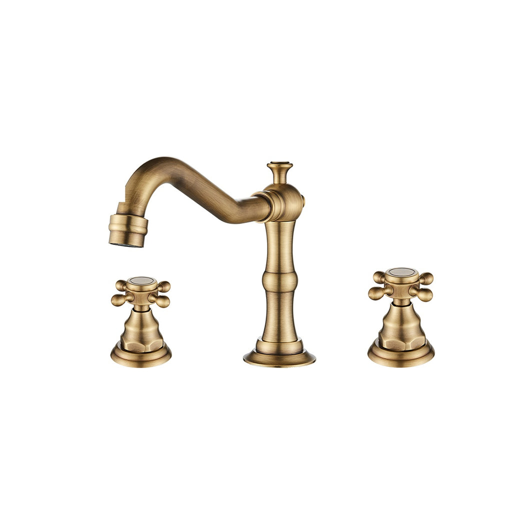 Mélangeur lavabo 3 trous ALVERIO, coloris laiton vieilli, sur fond blanc