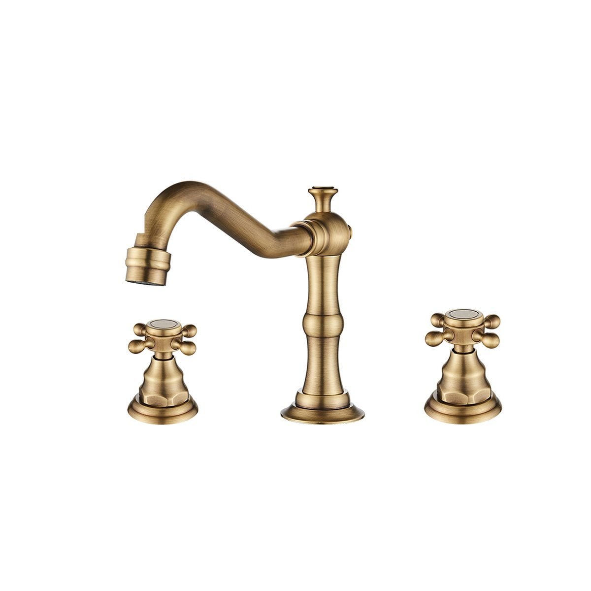 Mélangeur lavabo 3 trous ALVERIO, coloris laiton vieilli, sur fond blanc
