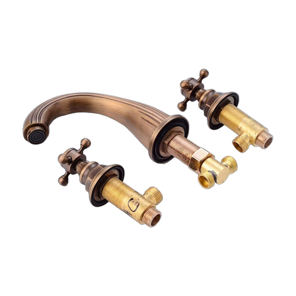 Mélangeur lavabo rétro 3 trous BELLARO, coloris bronze, sur fond blanc