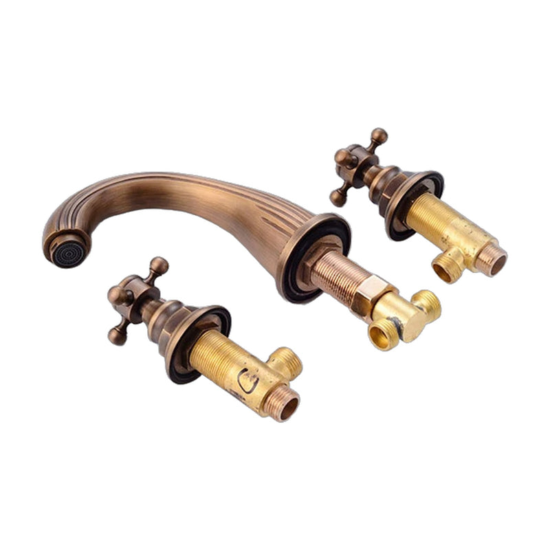 Mélangeur lavabo rétro 3 trous BELLARO, coloris bronze, sur fond blanc