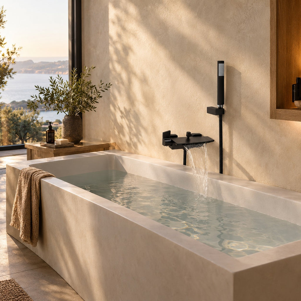 Mitigeur baignoire avec douchette CASVERO dans une salle de bain, mise en situation