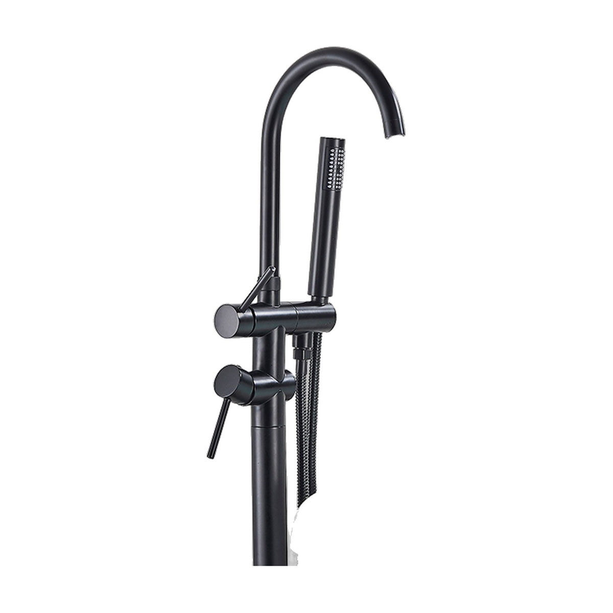 Mitigeur baignoire sur pied VALDORO, coloris noir, sur fond blanc