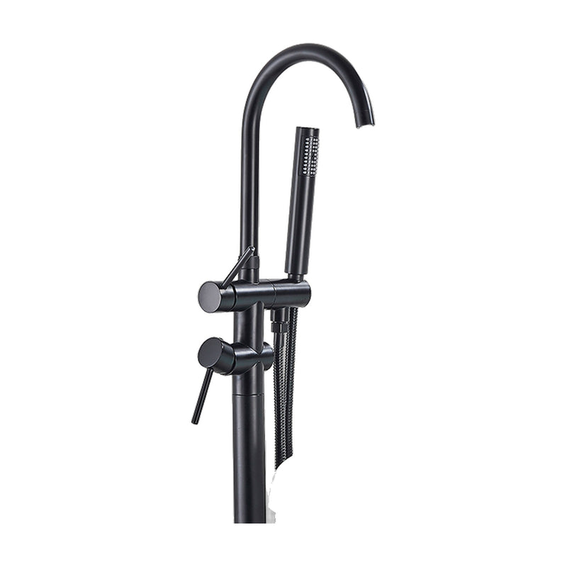 Mitigeur baignoire sur pied VALDORO, coloris noir, sur fond blanc