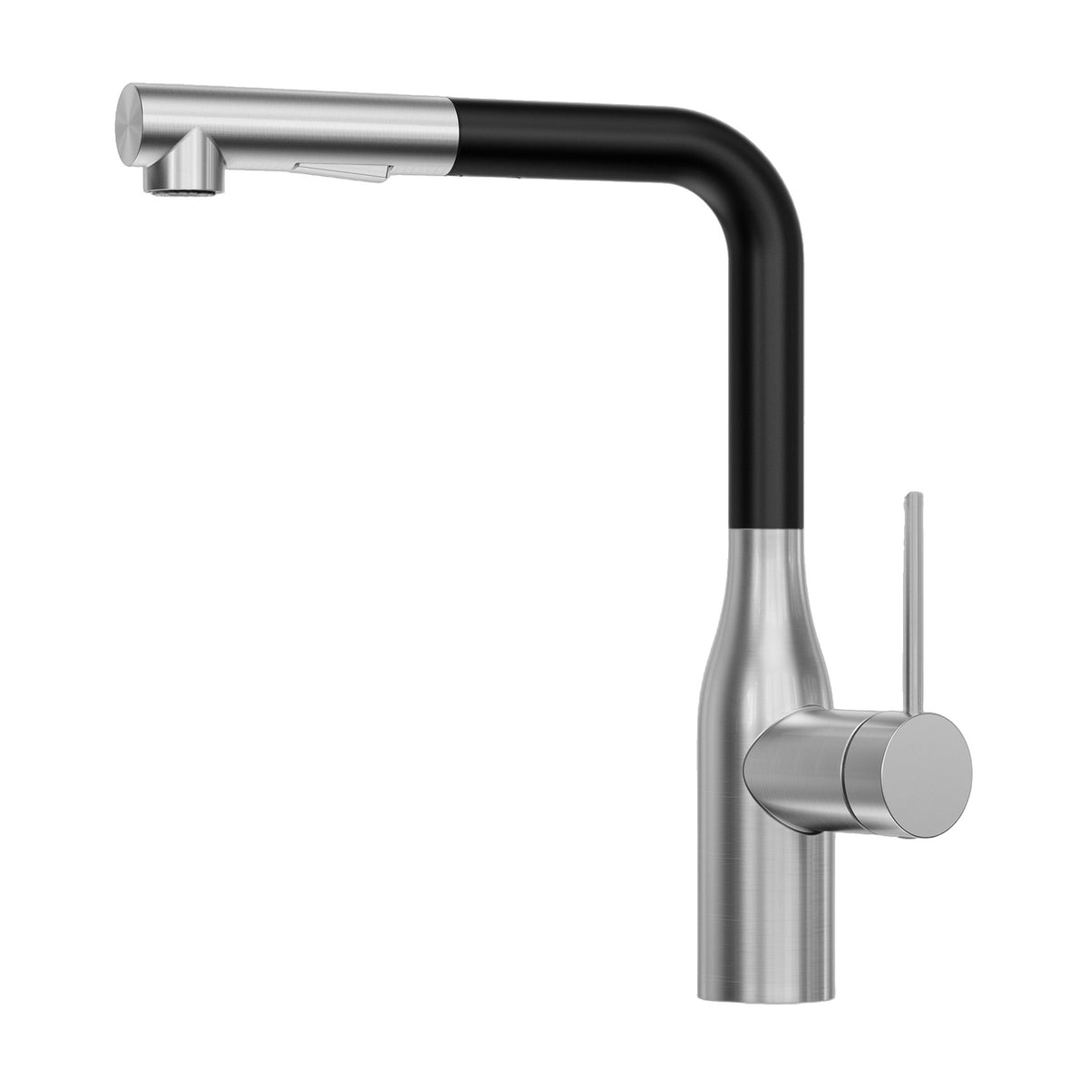 Mitigeur cuisine avec douchette 2 jets VALENZO, coloris noir et inox, sur fond blanc
