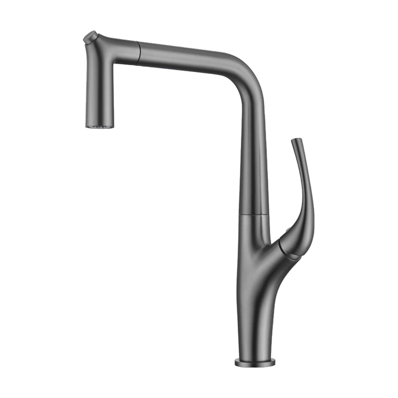 Mitigeur cuisine extractible ORVETTI, coloris gris, sur fond blanc