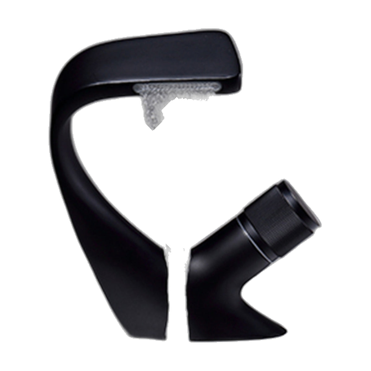 Mitigeur lavabo cascade design CIGNARO, coloris noir, sur fond blanc