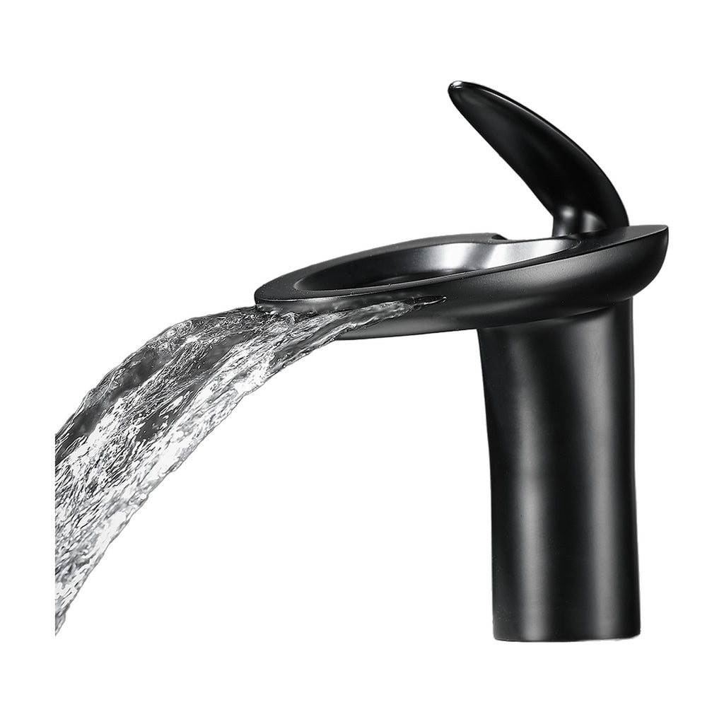 Mitigeur lavabo cascade NOVELLI, coloris noir, sur fond blanc