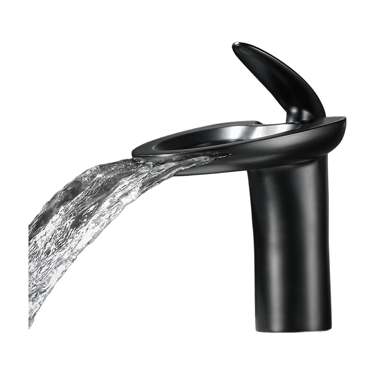 Mitigeur lavabo cascade NOVELLI, coloris noir, sur fond blanc