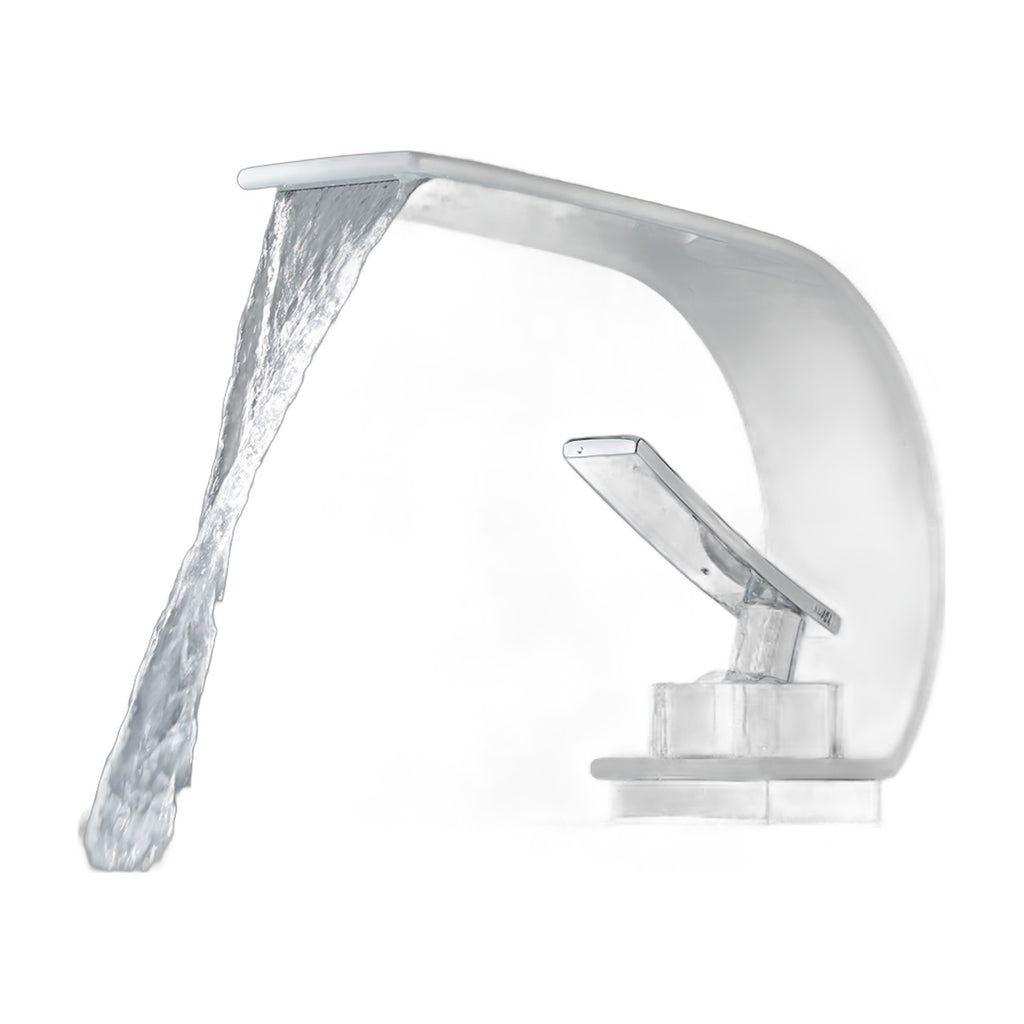 Mitigeur lavabo cascade VALTERO, coloris chromé, sur fond blanc