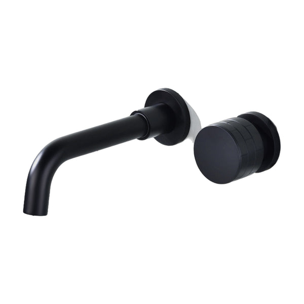 Mitigeur lavabo mural encastré ARCELLI, coloris noir mat, sur fond blanc