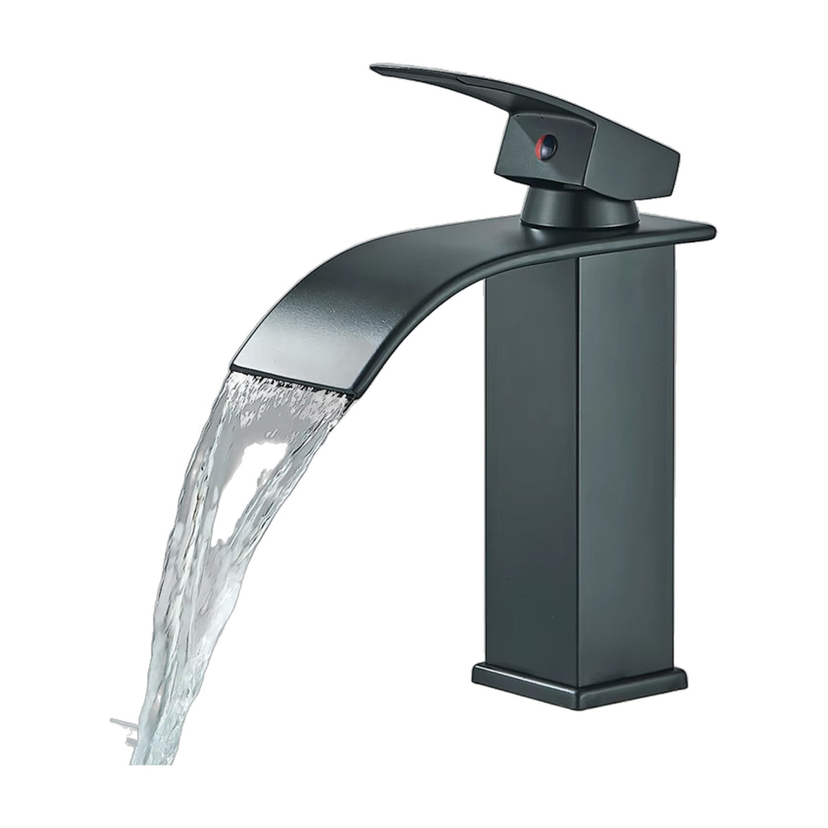 Mitigeur vasque haut cascade SEREVIO, coloris noir, sur fond blanc