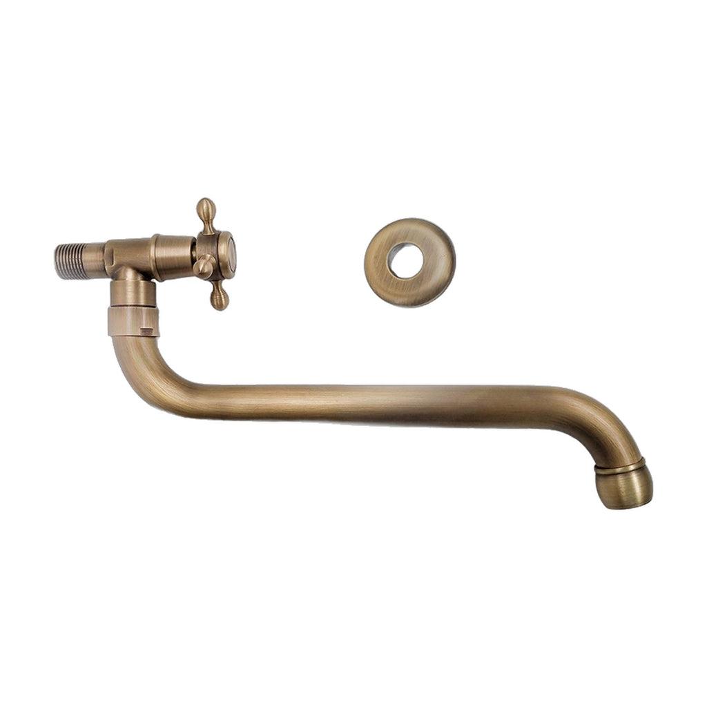 Robinet extérieur mural rétro CORTENZA, coloris bronze vieilli, sur fond blanc