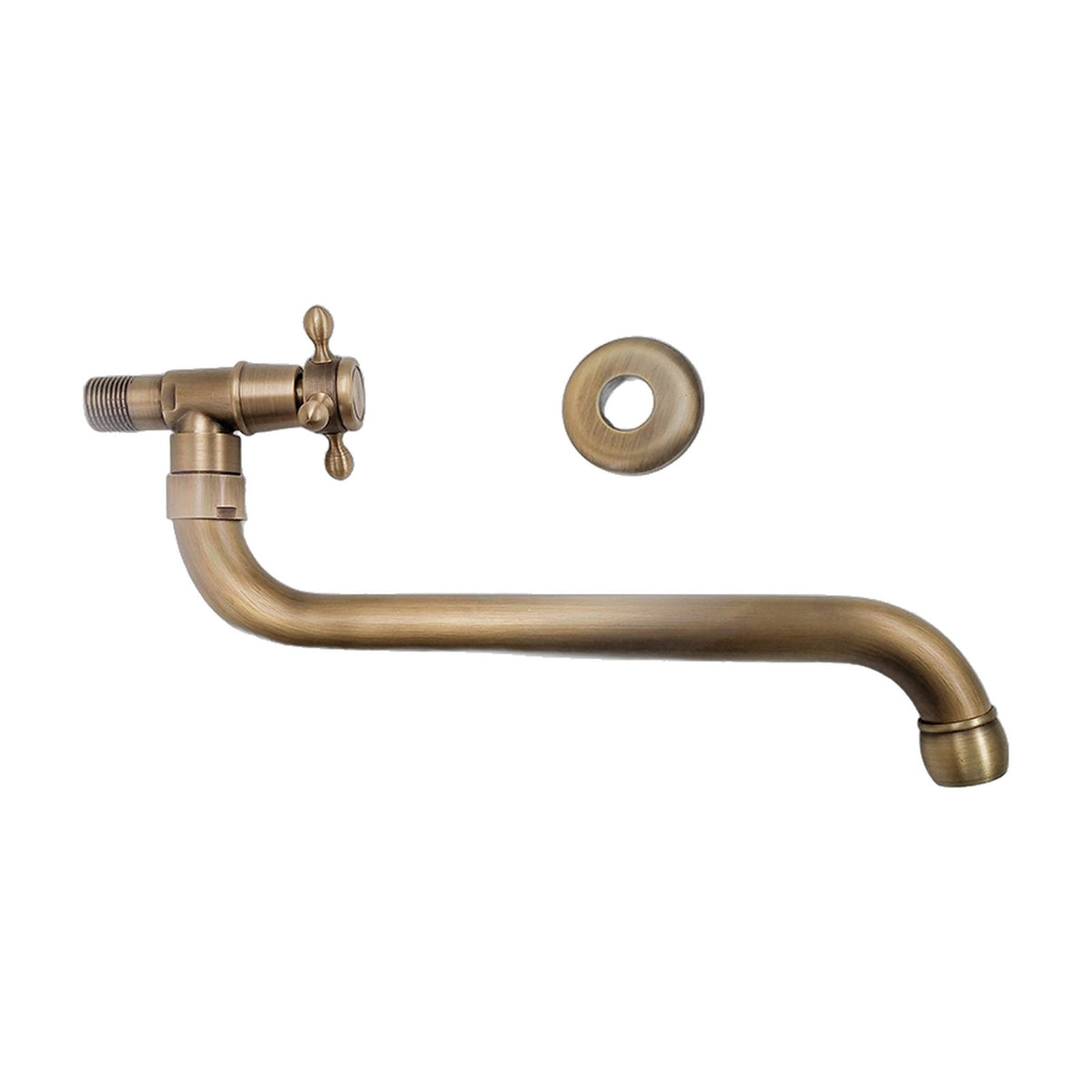 Robinet extérieur mural rétro CORTENZA, coloris bronze vieilli, sur fond blanc
