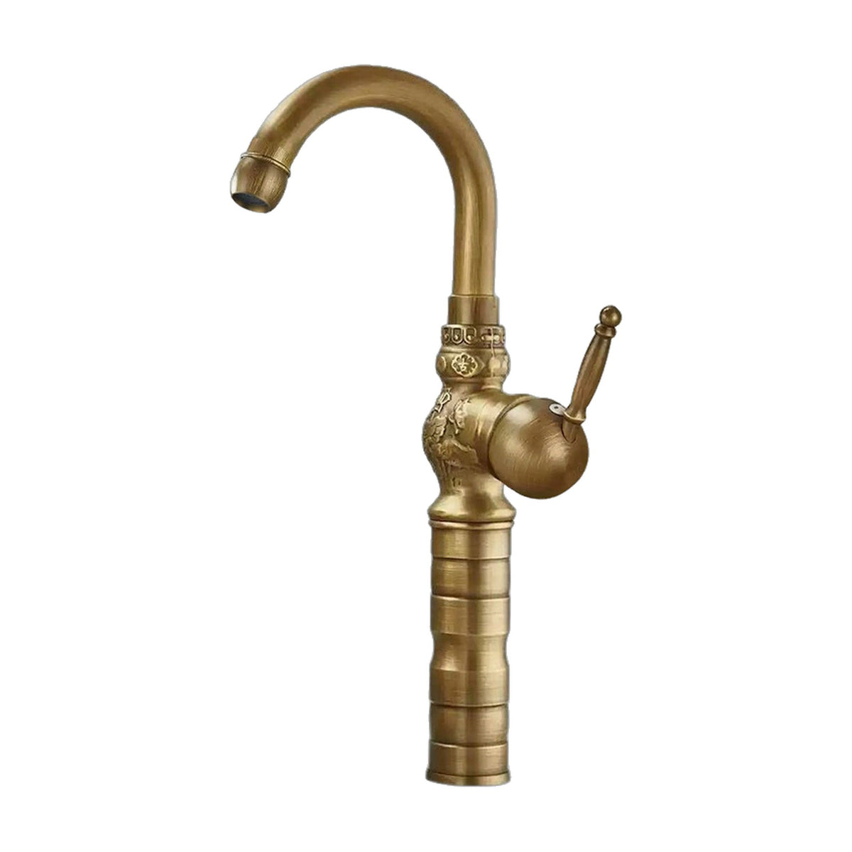 Robinet lavabo rétro en laiton FLORENZO, coloris laiton vieilli, sur fond blanc